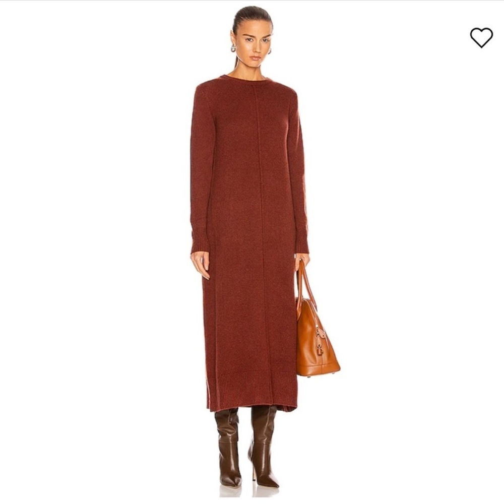 Co Collection Cashmere Midi Sweater Dress XS Rust - Picture 2 of 13